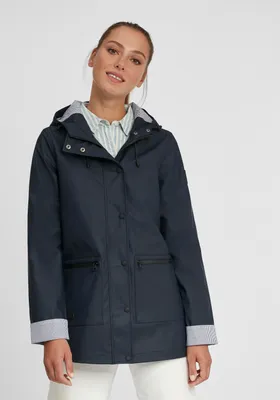 Produktbild von OXMO OXBecky Damen Regenmantel Regenjacke Übergangsjacke mit Kapuze