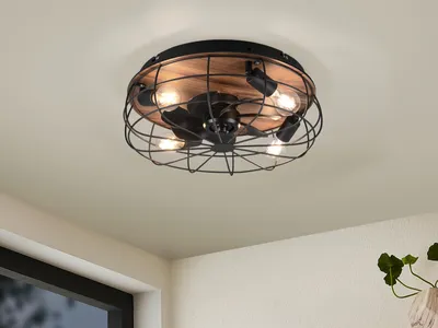 Produktbild von Trio Deckenleuchte Trondheim mit Ventilator Ø 50 x 21,5 cm braun/schwarz matt