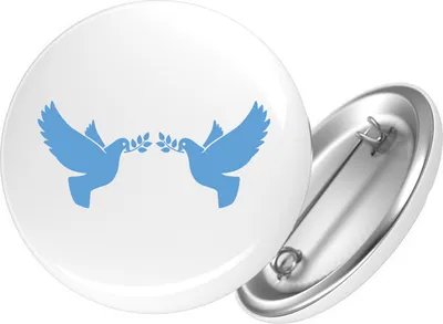 Produktbild von Huuraa Button Friedenstauben 59mm rund mit Sicherheitsnadel Ansteckbutton Geschenkidee