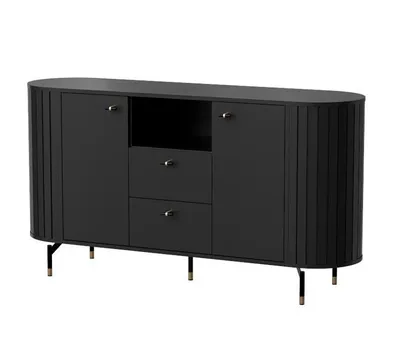 Produktbild von Kommode ZAVEN I, Sideboard mit 2 Schubladen und 2 Türen, Wohnzimmerschrank mit Stauraum, Moderne Anrichte für Wohnzimmer, Esszimmer und Flur, Schwarz