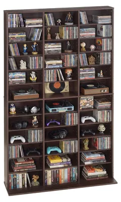 Produktbild von Medienregal - CD DVD Regalwand - 12 Regalebenen - 36 Fächer - Für CDs DVDs Bücher Spiele - 101,8x23,1x181 cm - Für Wohnzimmer Homeoffice Studio