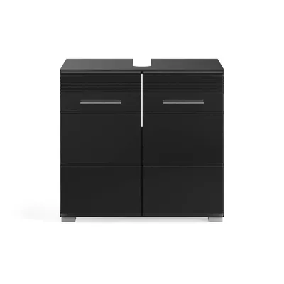Produktbild von Waschbeckenunterschrank Linus Bad in weiß Nachbildung und weiß hochglanz tiefzieh B/H/T: 60x56x34 cm
