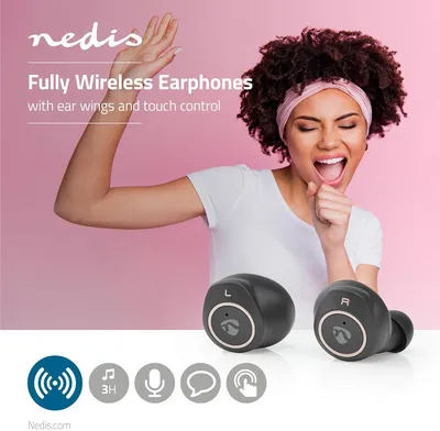 Produktbild von Nedis HPBT3050BK, Kabellos, 20 - 20000 Hz, Anrufe/Musik, 37,8 g, Kopfhörer, Schwarz, Gold