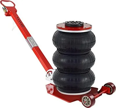 Image de Cric TRMLBE Cric pneumatique 3T 6600lb Air comprimé Jack Cric gonflable Cric pneumatique avec poignée réglable pour voiture, Rouge
