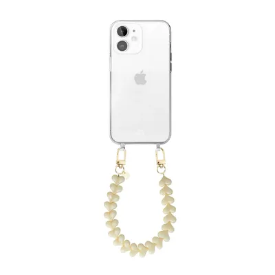 Produktbild von Funky Hearts (Creme) Transparant Cord Hülle  - Kompatibel mit iPhone 12