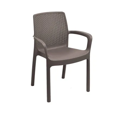 Produktbild von Gartenstuhl Dmoll, Gartensitz, Stuhl für Esstisch, Gartensessel mit Rattaneffekt, 100 %  Italy, 54x60h82 cm, Braun