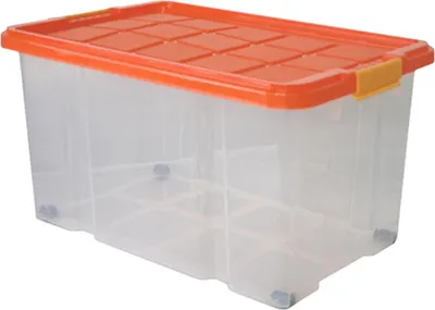 Produktbild von 2 Stück AXENTIA Unibox mit Deckel und Rollen Stapelbox Universalbox Aufbewahrungskiste Spielzeugbox 60 x 40 x 34 cm 55 Liter