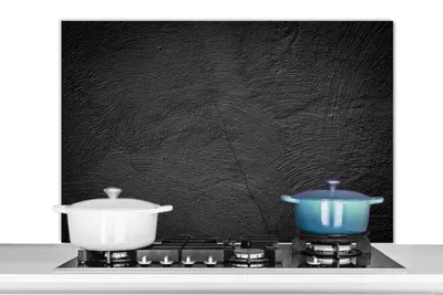 Produktbild von KitchenYeah®  Spritzschutz Küche - Küchenrückwand - Wandschutz für Herd und Spüle - Beton - Schwarz - Industriell 100x65 - Alu-Dibond (Alternative zum Spritzschutz aus Glas) - Hitzebeständig - Herdspr
