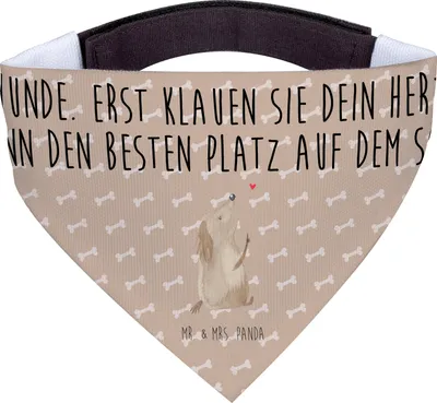 Produktbild von Mr. & Mrs. Panda Hunde Halstuch Hund Liebe - Hundeglück - Geschenk, Bandana für, Herz, Tuch, Sprüche, Hundehalstuch