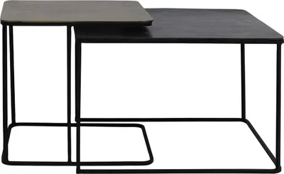 Produktbild von Light & Living Set von 2 Beistelltischen LEBU in antik Kupfer und Bronze – 46x46x45+62x62x41 cm