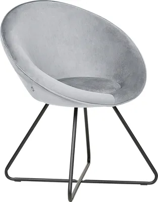 Produktbild von BELIANI Sessel Hellgrau Samtstoff Rund mit Schwarzem Metallgestell Kufengestell Schalenform Schalensitz Retro-Design Samtstuhl Wohnzimmer Ausstattung