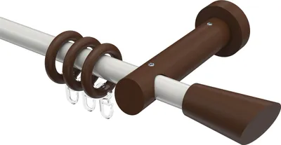 Produktbild von Interdeco Gardinenstange / Vorhangstange Weiß / Nussbaum lackiert, Typ Talena Bero (Konus Schräge), 20 mm Ø 1-läufig, 360 cm