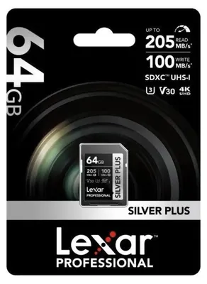 Produktbild von Lexar Professional Silver Plus 64gb Sdxc V30 Uhs-i Sd-karte Durchsichtig Durchsichtig One Size