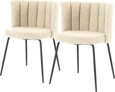 Produktbild von home24 Polsterstuhl - 2er-Set - Bouclé / Eisen