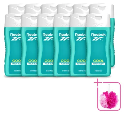 Image de 12 flacons de gel douche Reebok Cool Your Body - 400 ml - Lot économique - 12 pièces
