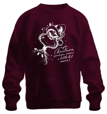 Obrázok produktu pre Grinch – možno Vianoce znamenajú niečo viac – Uni mikina, bordová, 3XL