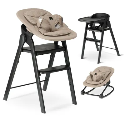 Productafbeelding van Deryan Luxe Kinderstoel met Bouncer - Meegroeiend - Zwart/Nougat