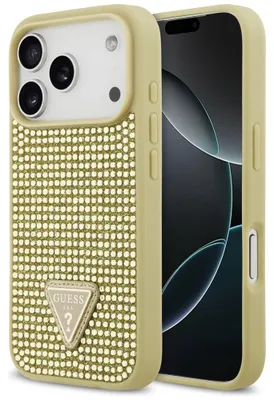Zdjęcie produktu dla Etui Guess Rhinestone Triangle Logo do iPhone 17 Pro złoty