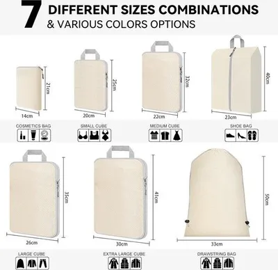 Produktbild von Famanu Reiseorganizer 8-teiliges Set für Urlaub und Reisen - Beige