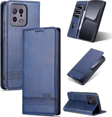 Produktbild von Leder Hülle für Xiaomi 13 Pro, Klapphüllen Brieftasche Magnetverschluss Ständer Schutzhülle Blau