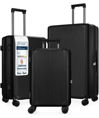 Produktbild von 4FLY Hartschalen-Reisekoffer Set 3-teilig (M/L/XL) aus Polycarbonat – mit TSA-Schloss, 4 Spinner-Doppelrollen und Aluminium-Teleskopgriff