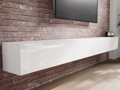 Produktbild von PLATAN ROOM TV Lowboard 210 (2x105) cm Hängeboard Board Schrank für Wohnzimmer Wandschrank mit Hochglanz