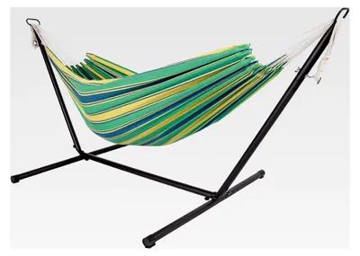 Produktbild von Doppelte Outdoor-Hängematte mit Gestell - 285x120x110 cm - Stabhängemate für 2 Personen - bis 150 kg belastbar