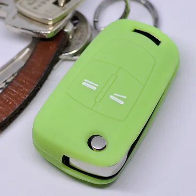 Produktbild von Auto Schlüssel Hülle Silikon Schutz Cover Fluoreszierend Grün kompatibel mit OPEL Astra Vectra Corsa Zafira Signum bis 2008 2 Tasten Klappschlüssel
