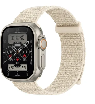 Produktbild von Smartwatch Armband für Apple Watch Ultra 2 49mm Nylon Textil Band Ersatzband Wechselband Klettverschluss flexibel atmungsaktiv Beige