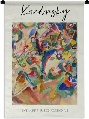 Produktbild von MuchoWow® Wandteppich Wandbehang Malerei - Wassily Kandinsky - Alte Meister 90x135 cm Tapisserie Dekoration Wandtuch - Baumwolle - Wandskulptur