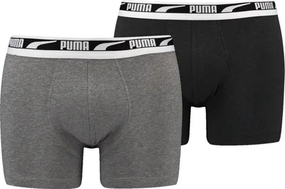 Produktbild von PUMA MEN MULTI LOGO BOXER 2P Herren Boxershorts, Größe:S, Farbe:grey melange