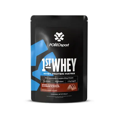 Immagine prodotto di Polleo Sport 1st Whey, 454 g - Cioccolato svizzero supremo