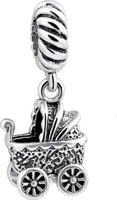 Produktbild von PANDACHARMS Baby Kinderwagen Charm Anhänger, 925er Sterling Silber, passt zu Pandora
