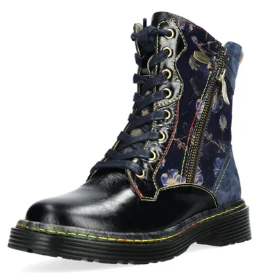 Produktbild von Laura Vita Damen Stiefelette Leder flach Boots Reißverschlüsse INCASO 47, Größe:39 EU, Farbe:Blau