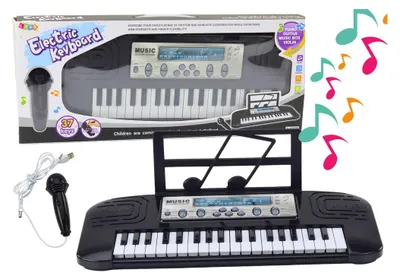 Immagine prodotto di Pianoforte elettrico per bambini con supporto e microfono, nero