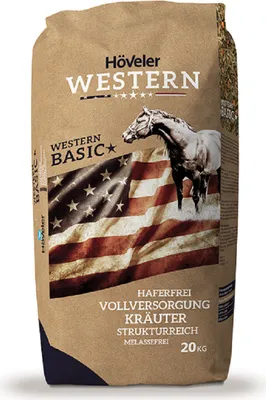 A bag of horse feed with an image of a horse and the American flag.