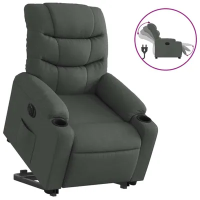 Produktbild von vidaXL Relaxsessel mit Aufstehhilfe Elektrisch Dunkelgrau Stoff