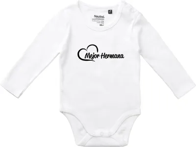 Produktbild von Huuraa Baby Body Mejor Hermana Corazón 68 White  Baumwolle Fairtrade Langarmbody Geschenkidee