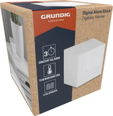 Produktbild von Grundig - Digitaler LED-Wecker mit Thermometer und Kalender (Weiß)