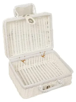 Image de Panier de rangement en rotin avec couvercle, idéal pour l'extérieur et les pique-niques