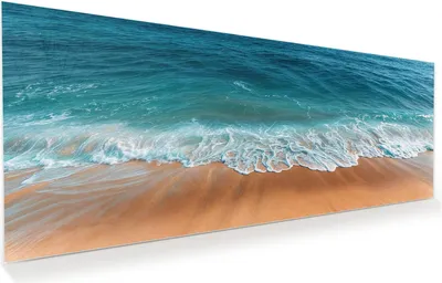 Produktbild von Glasbild 100x40cm in XXL für Wohnzimmer, Schlafzimmer Motiv Sandstrand Wellen