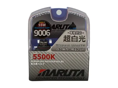 Productafbeelding van MARUTA SUPER WHITE 9006 / HB4 55W Halogeenlamp voor dimlicht en grootlicht, 5500K xenon-effect, hoogwaardig kwarts-glas, ECE-goedkeuring
