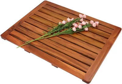 Produktbild von Badmatte aus Teakholz, Antirutsch, 61 x 45,4 cm, für Badezimmer und Dusche