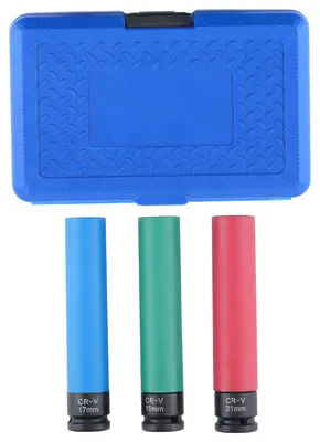 Produktbild von 1/2 Zoll Radmutter Steckschlüssel 17mm 19mm 21mm Schlagstecknuss Set 50bc