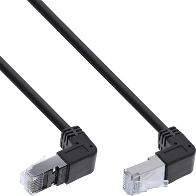 Produktbild von InLine Patchkabel oben/unten gewinkelt, S/FTP (PiMf), Cat.6, 250MHz, PVC Kupfer, 0,15 m, Cat6, S/FTP (S-STP), RJ-45, RJ-45, Schwarz