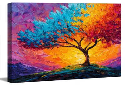 Obrázok produktu pre Obraz na plátne Farebný strom 120x80 cm zarámovaný