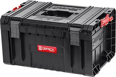 Produktbild von QBRICK® Werkzeugkasten PRO Toolbox | HxBxT 24x45x33cm | 3 Trennstege | 19 Liter | Mit Deck- & Teleskopgriffe | Mit Klemmverschlüsse | Metall | Schwarz | Transportbox, Systemkoffer