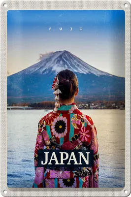 Produktbild von Blechschild Reise 20x30cm Japan Frau Gebirge Kleidung Schnee