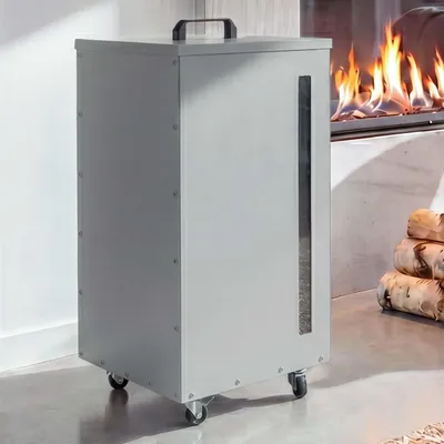 Image de Conteneur à granulés HWC-Q30, bac à granulés, boîte de rangement pour, par exemple, nourriture pour animaux, fenêtre transparente, roulettes, dimensions : 86 x 36 x 36 cm, couleur : blanc/gris clair