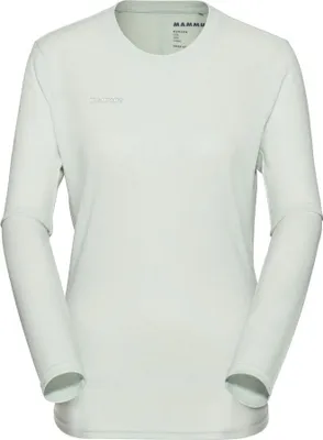 Langarmshirt in hellem Grau; Modell "Massone Light Longsleeve" von Mammut; für Damen; geeignet für Outdoor-Aktivitäten.